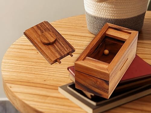 Vista 14 de BSIRI Canopic - Caja de madera desafiante rompecabezas mentales y uso como caja de dinero, caja de joyería, caja de bloqueo de rompecabezas 3D