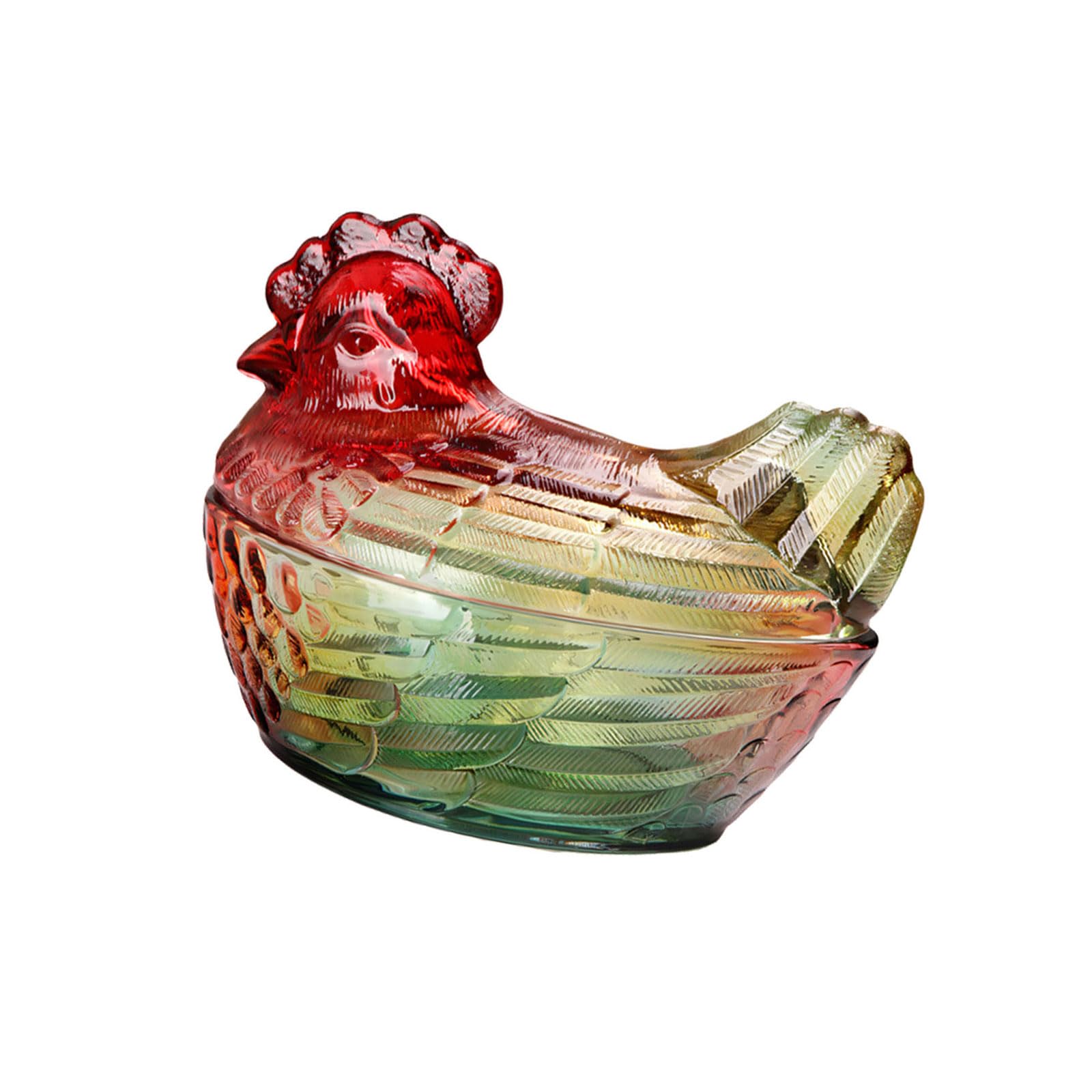 Veltros Glazed Color Artistic Transparency Chicken Shaped Candy Jar With Lid Storage Container Ideal For Snacks And Small Items Crystal Storage Jar