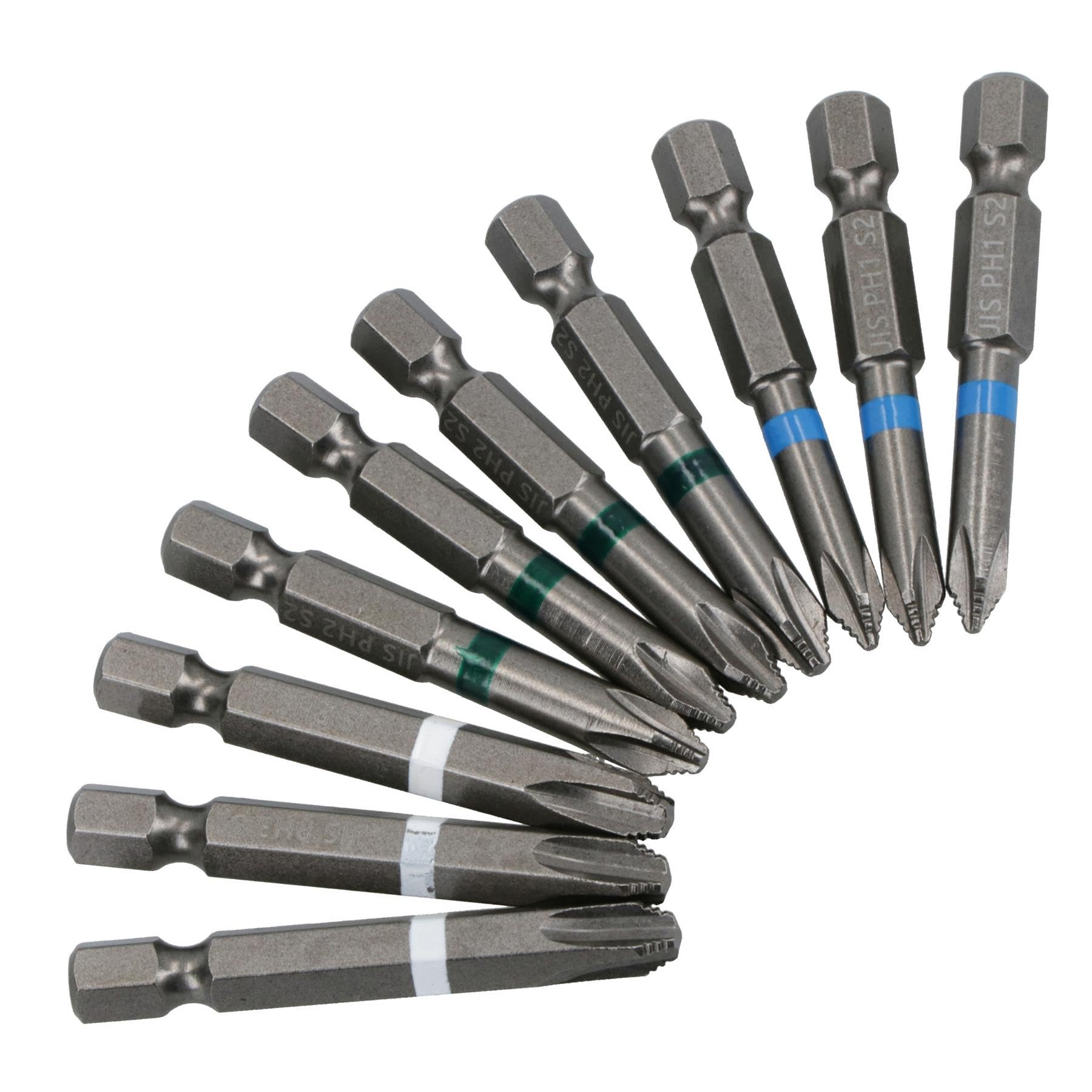 JIS Non Slip Screwdriver Bits PH1 PH2 and PH3 For Japanese Standard Screws 10pc
