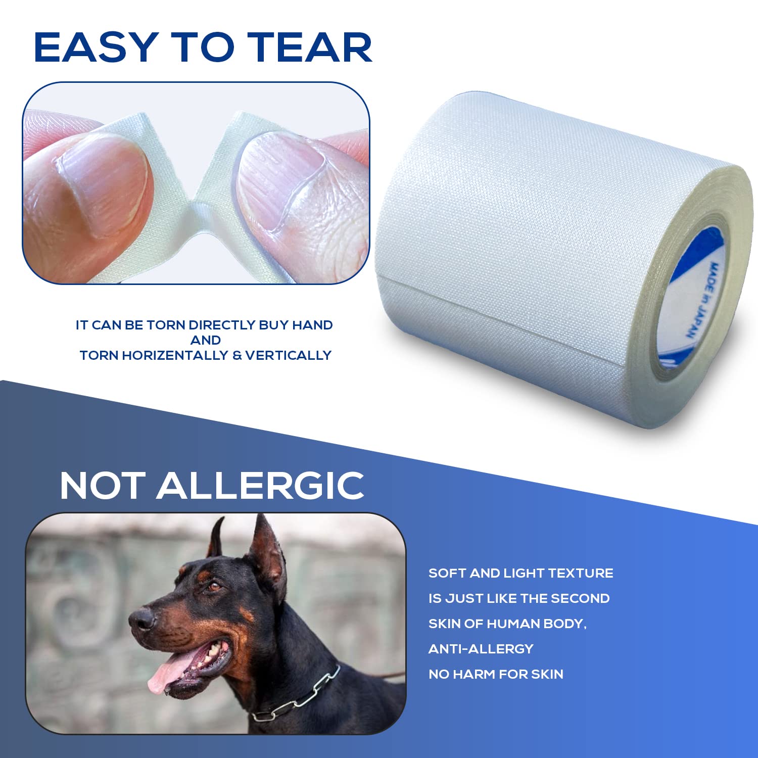 Cinta para orejas para perros, 1 paquete con limpiador de orejas de perro, cinta de algodón autoadhesiva para protección y apoyo de oídos de perro, juego de cuidado de oídos para perros (2.0