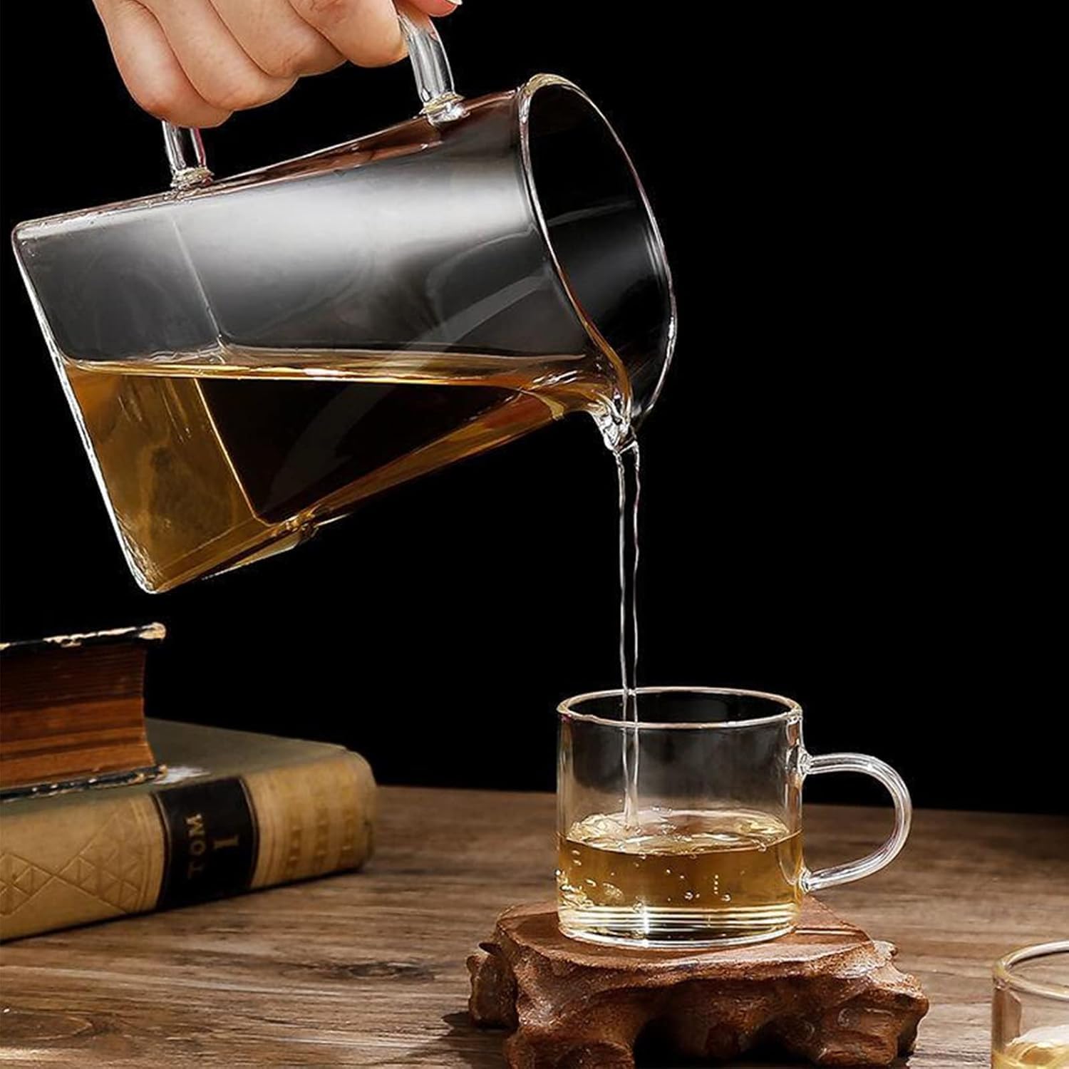 Szklany zestaw czajniczek do herbaty z zaparzaczem i kubkami, przenośny podróżny zestaw do herbaty z torbą do przenoszenia, 750 ml