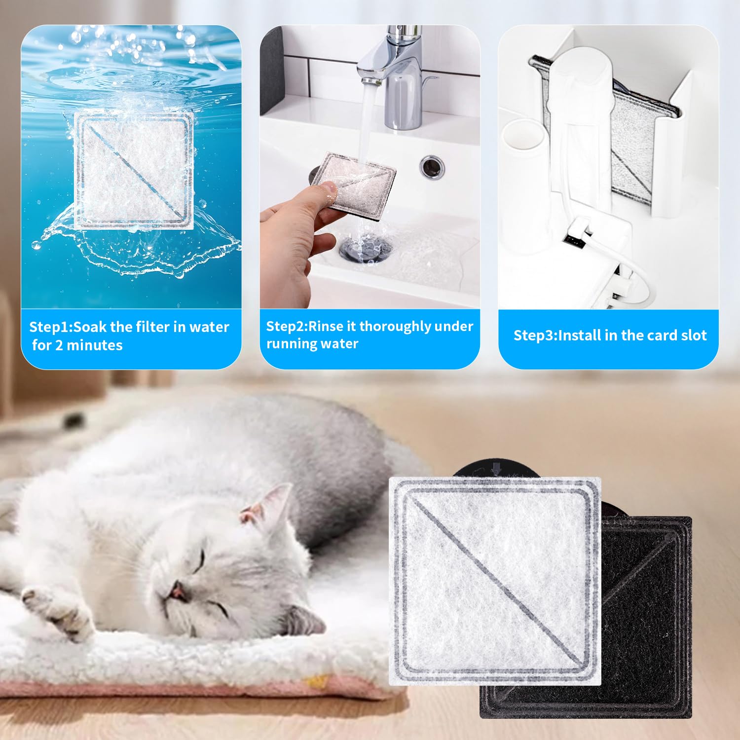 2 5inch Pet Fountain Filters Replacement Compatible with PetSafe Outlast Pumpless Pet and for Viva Pet Water Fountains — view 4