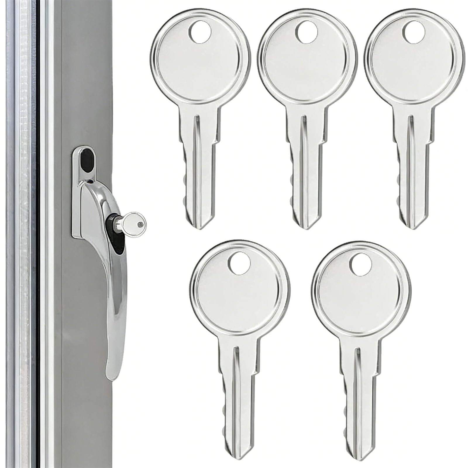 KIQAWEE 5Pcs Universal UPVC Window Handles Keys, Replacement Security Window Handle Key, Window Handle Locks for Home DIY Repair and Installation