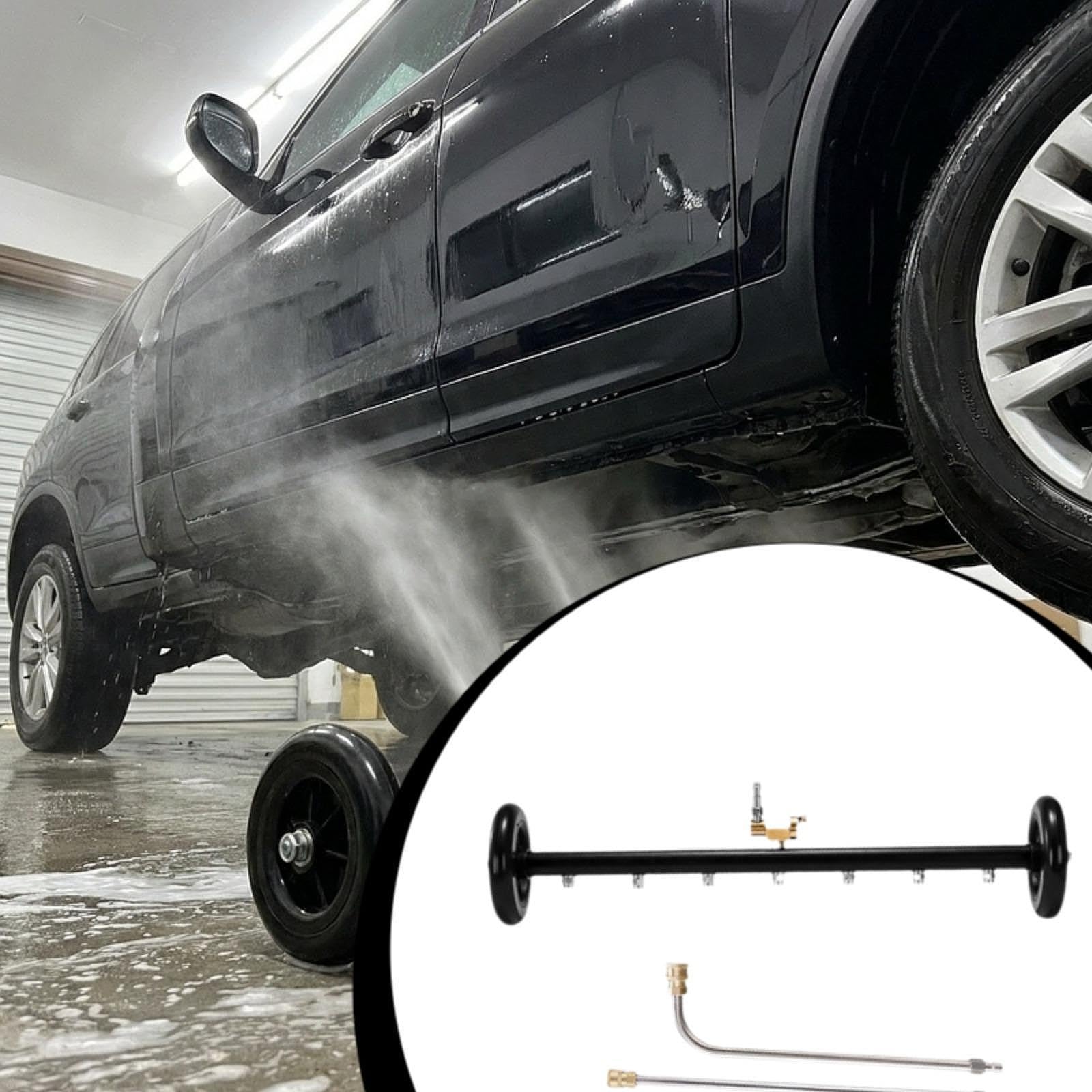 Limpiador de Bajos de Coche, Accesorios para Hidrolimpiadoras de Alta Presión, Boquillas de Rodillo, Construcción en Cobre Y Acero Inoxidable, Negro