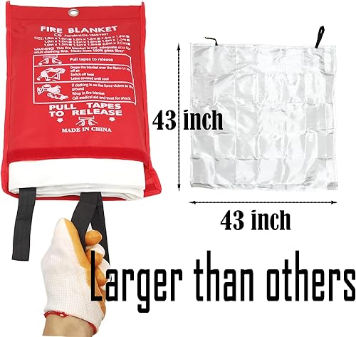 Miniatura 4 de Manta de emergencia contra incendios de 43 pulgadas, paquete de 6 mantas de extinción de incendios para cocina, hogar, chimenea, parrilla, oficina y