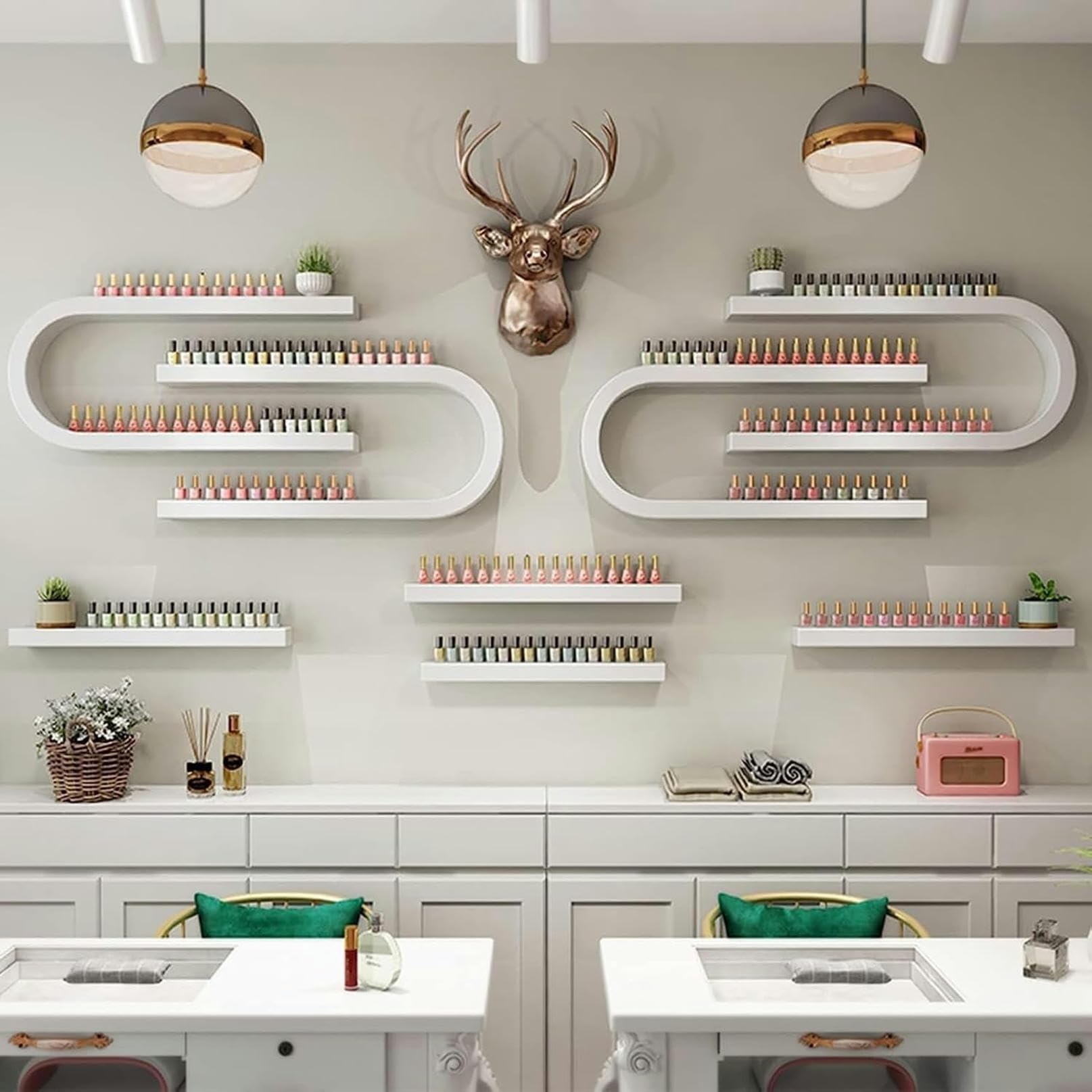 Espositore per Smalto da Parete in Legno a Forma di U, 2 Pezzi, Elegante, Organizer, Grande capacità per Uso Domestico e in Salone (Semplice)