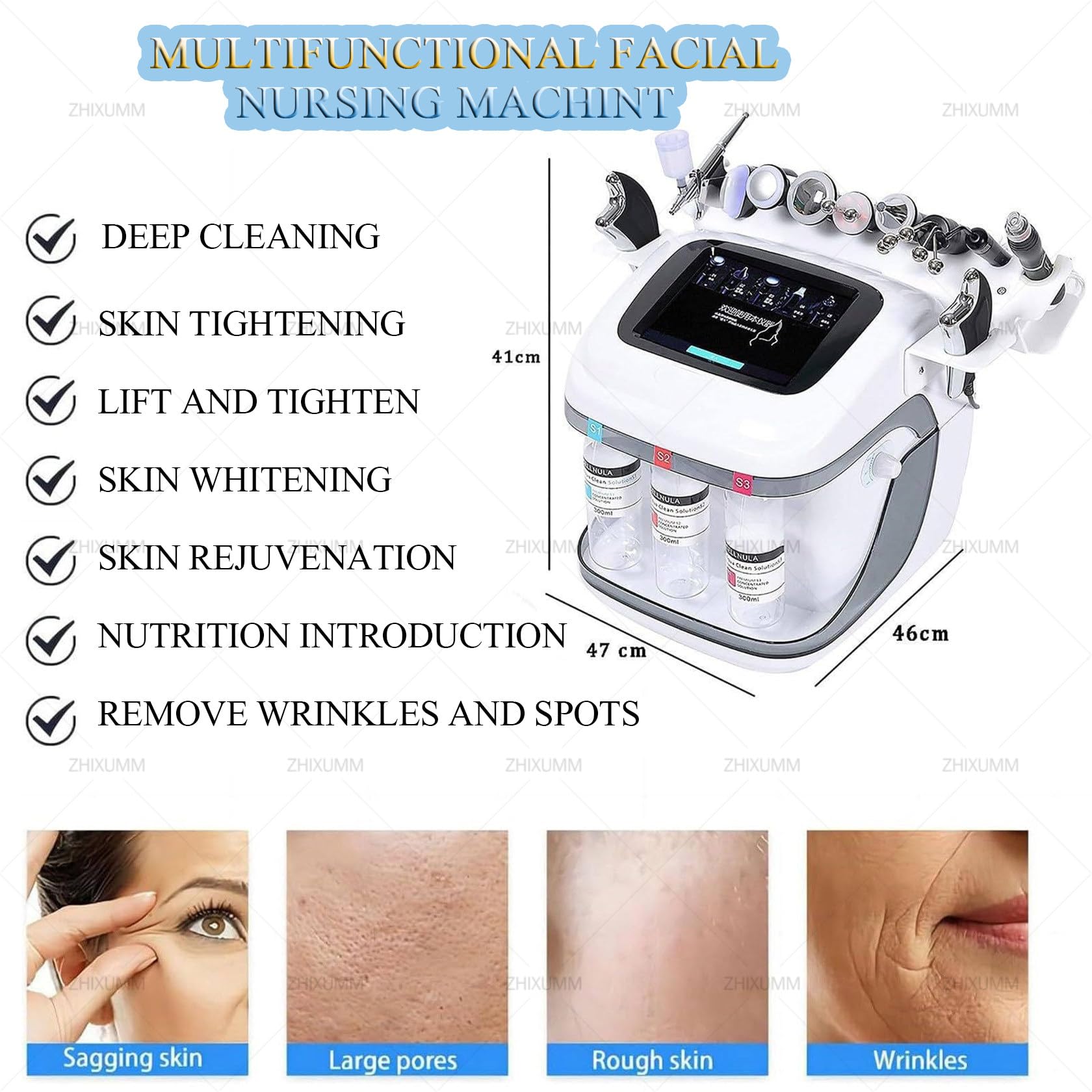 UrząDzenie Do PielęGnacji SkóRy Twarzy, Hydro Facial Machine Professional Water Oxygen Aqua Peel Machine Z NapinająCym SkóRę, Przeciwzmarszczkowym Sprayem Do Twarzy I Peelingiem Do SkóRy