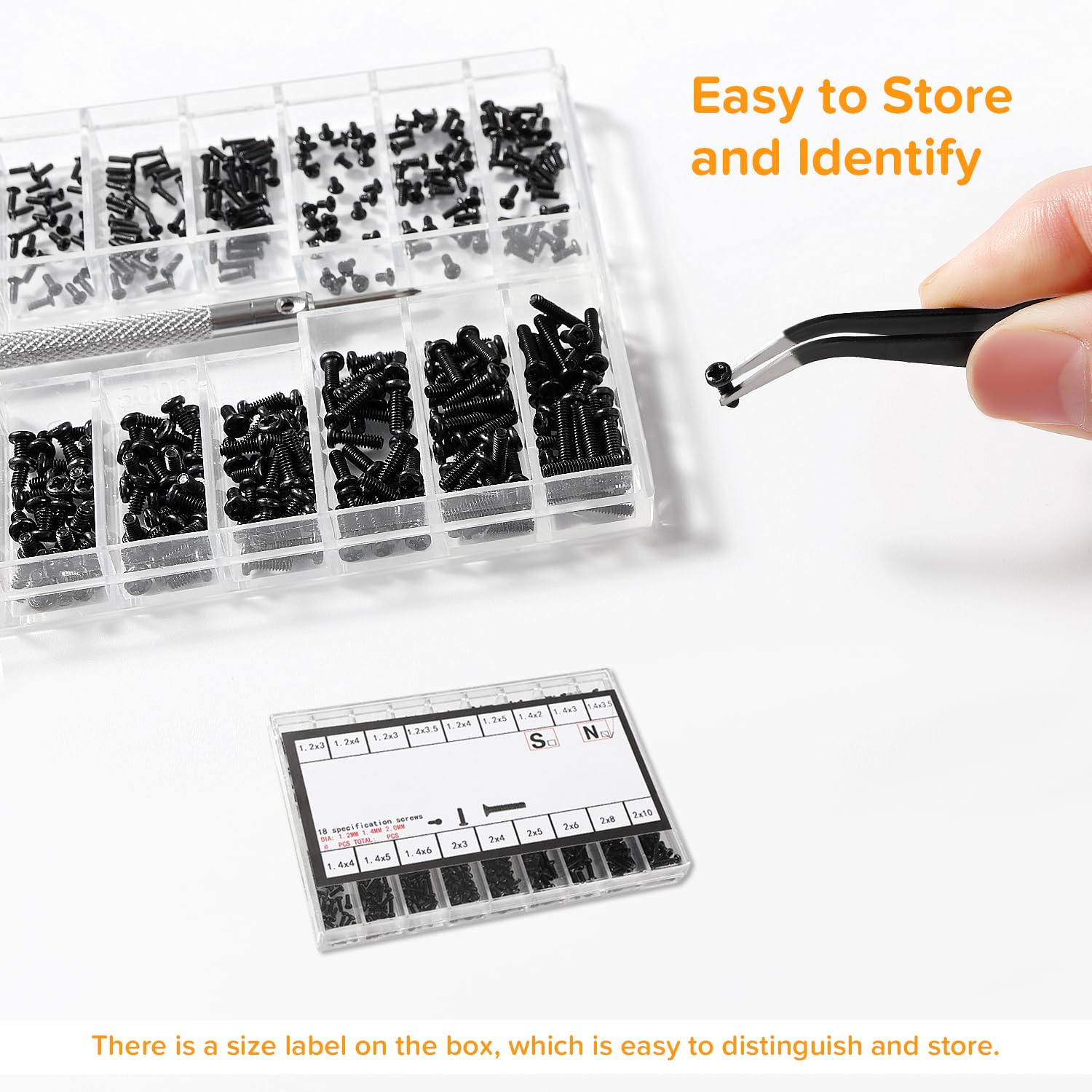Lyeteung 500 PCS 18 Sizes M1.2/M1.4/M2 Tiny Micro Repair Screw Kit, Tiny Micro Screws Set, Electronic Repair Micro Screws - Image 4