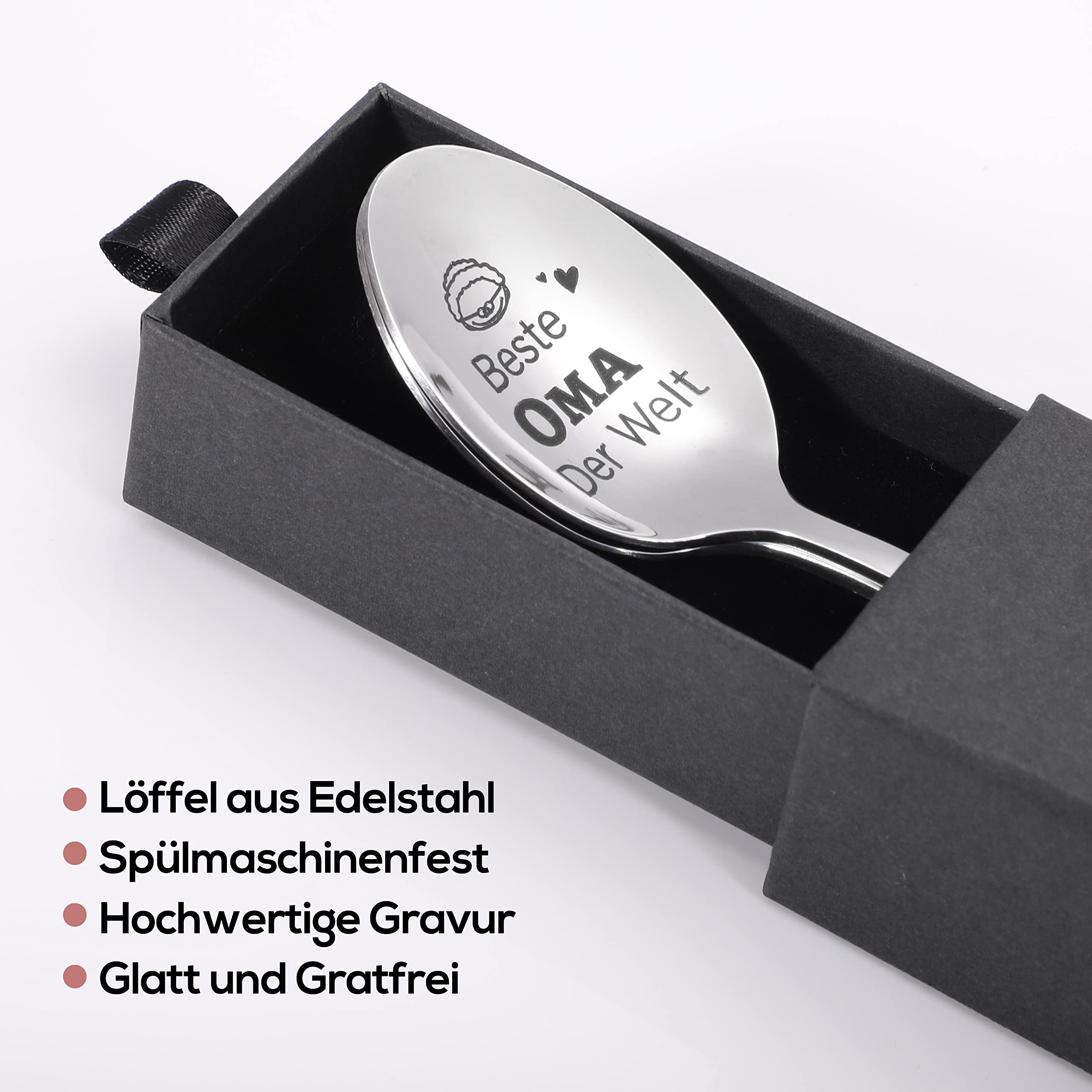Set Di 2 Cucchiaini Da Caffè Personalizzati Per Nonni – Acciaio Inox 19,5 Cm, Incisione “Miglior Nonno/nonna”, Confezione Regalo - 3