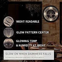 Vista 6 de Reloj iluminado de 18 pulgadas para interior/exterior con sensor inteligente y luz nocturna, impermeable, reloj de pared grande con termómetro e