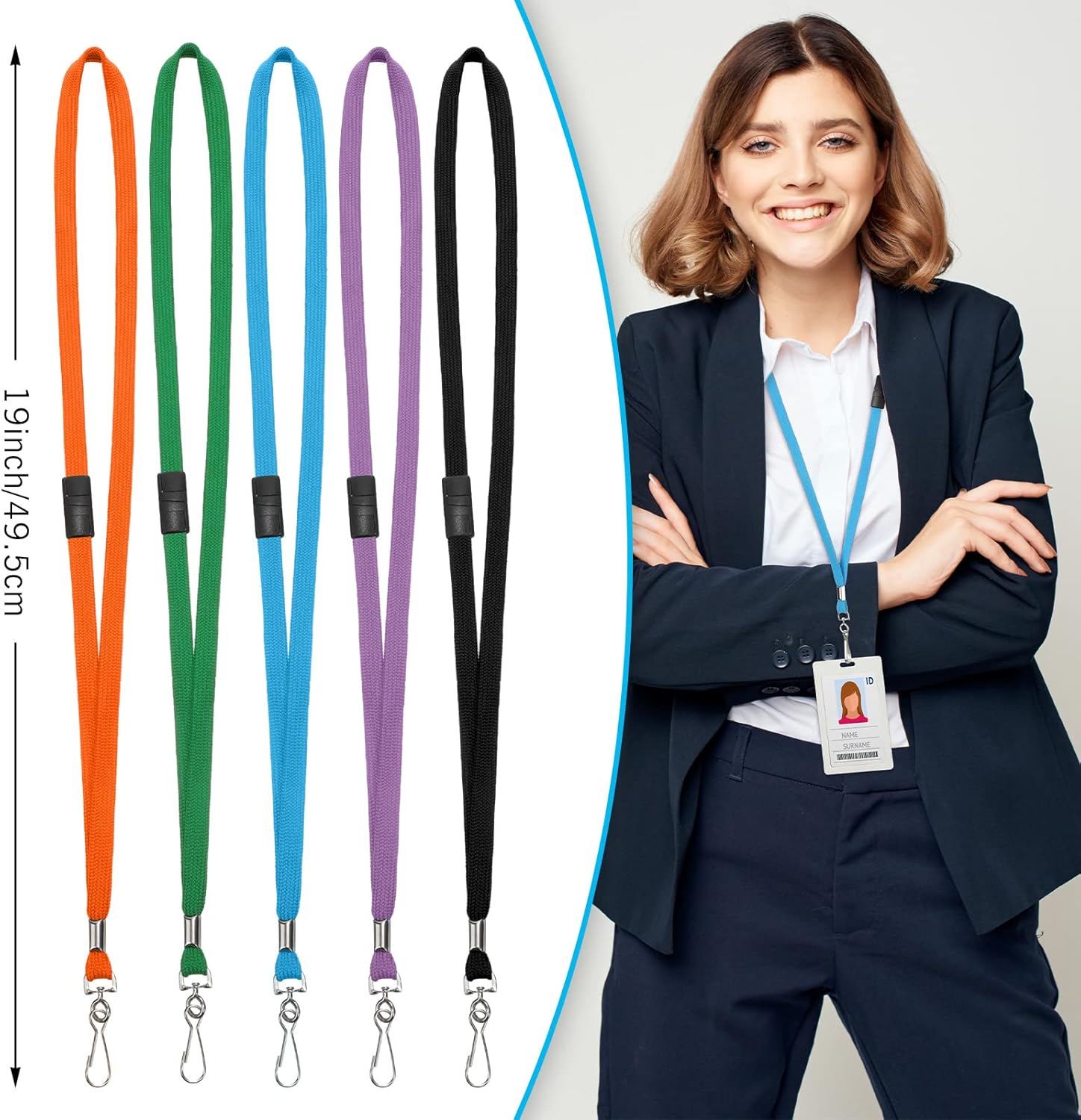 Windyun Breakaway Lanyards for ID Badges Bulk Flat Lanyards Strap with J Hook School and Office Supplies - Image 2