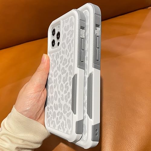 Miniatura 4 de Funda para iPhone 12 Pro Max de leopardo blanco, gris claro, estampado de guepardo, resistente, resistente, protección de cuerpo completo, a prueba