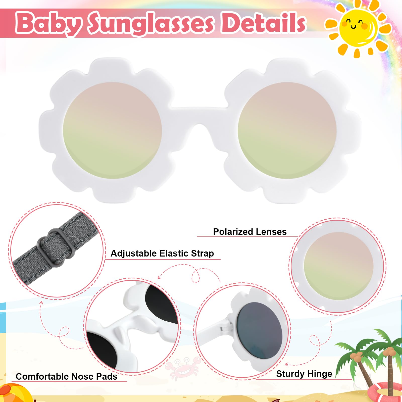 Hifot Occhiali da sole Polarizzati Baby, Occhiali da Sole Con Regolabili cinghia UV400 protezione UV Ponte nasale in Silicone Morbido per neonati da 0 mesi a 2 anni