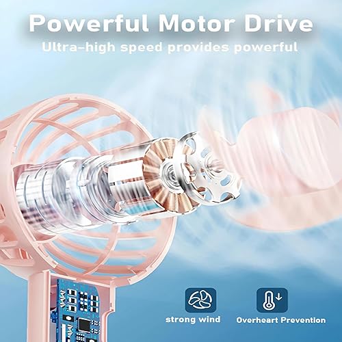 Miniatura 7 de Ventilador de mano, mini ventilador de escritorio portátil, ventilador personal ligero para exteriores, viajes, oficina, camping, no necesita carga,