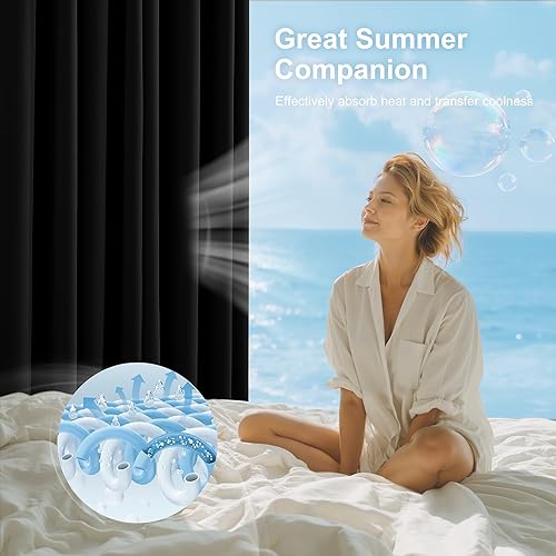 Miniatura 3 de NICETOWN Cortinas 100% opacas para dormitorio, oscurecimiento de la habitación, cortinas negras plylux de 84 pulgadas de largo, con aislamiento