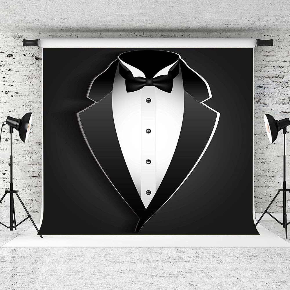 Leyiyi Fotohintergrund Smoking – 2,2x2,2 M, Rund, Schwarz-Weiß Design Für Party, Fotografie, Gentleman-Look