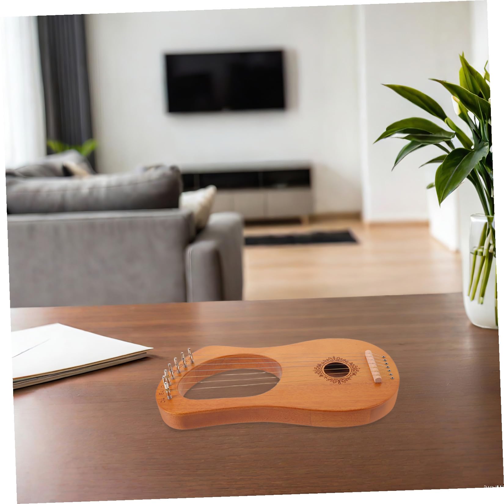 iplusmile Piccola Lira a 7 Corde in Legno con Struttura a Cassa Acustica a Farfalla, Design Leggero e Adatto a Principianti per Educazione Musicale Precoce e Riunioni Familiari