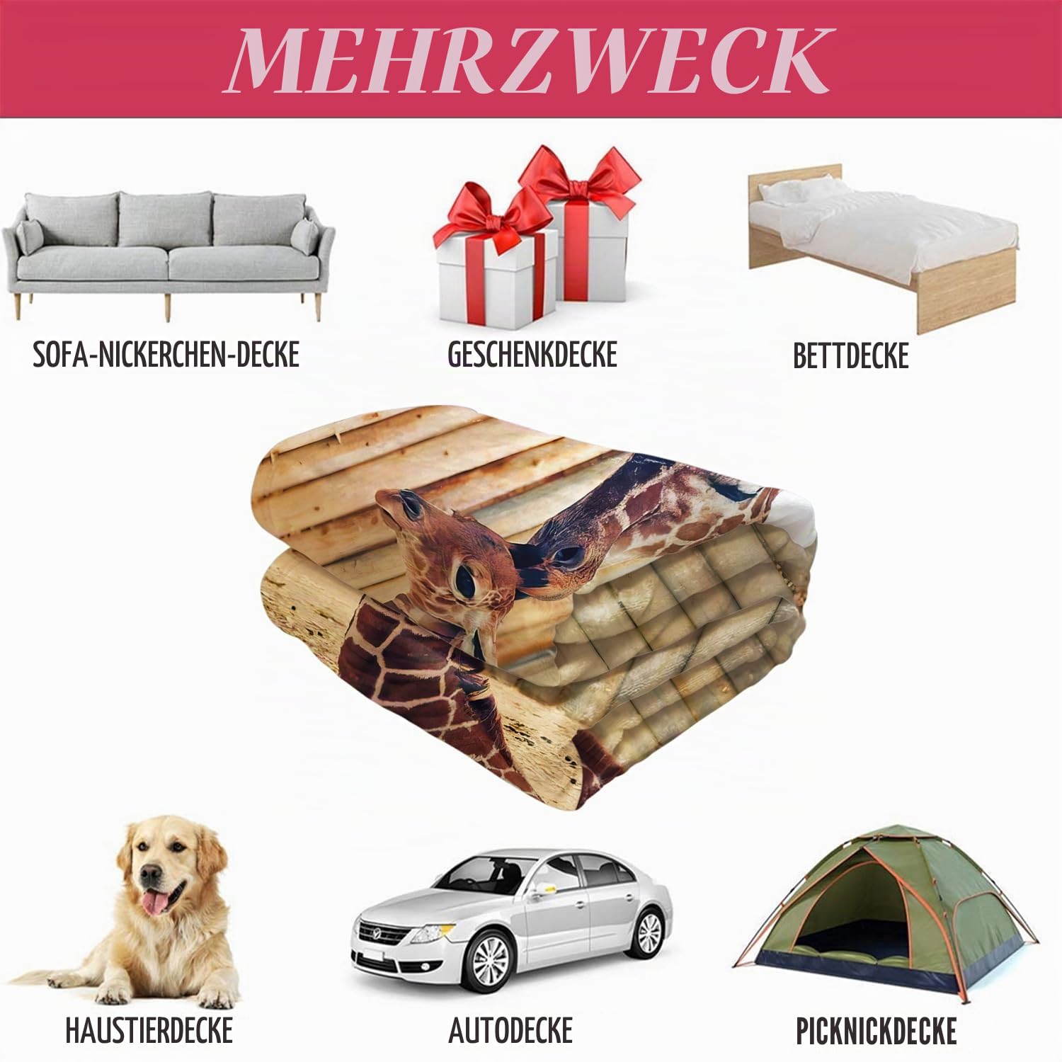 YISUMEI - 150 x 200 cm Decke - Giraffe Fleecedecke,Kaschmir-Gefühl Kuscheldecke Geeignet für Bett oder Sofa