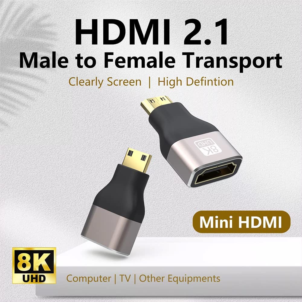 Etzin 8K Mini HDMI Adapter 2.1 Mini HDMI Male to Standard HDMI Female Adapter Convertor Support 8K@60Hz, 4K@144Hz, 2K@240Hz (EPL-953CC) — Amazon image 2
