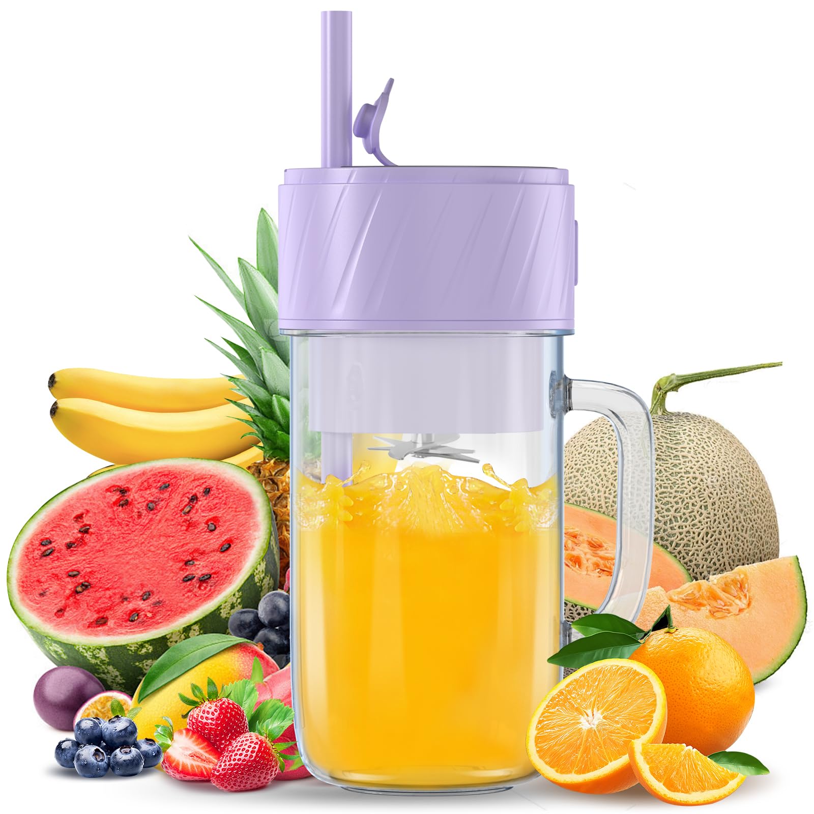 Mixer Smoothie Maker, frullatore piccolo, mini frullatore portatile, USB, frullatore per frullati da go, frullatore da 400 ml, senza BPA, tecnologia PulseMotion &BlendPro