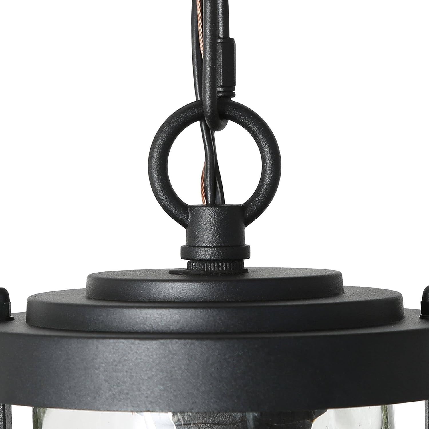 KSANA Outdoor Pendant Lights, Black Exterior Hanging Light for Porch with Textured Glass, Modern Farmhouse Outside Ceiling Lights for Front Door, Patio and Gazebo