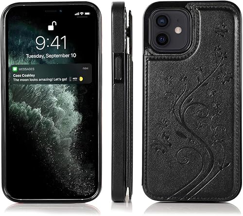 Miniatura 4 de Asuwish Funda compatible con iPhone 12 Pro iPhone12 6.1, protector de pantalla de vidrio templado, tarjetero y cartera, funda de cuero para iPhone