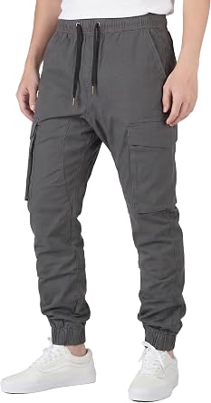 ITALYMORN Mens Casual Khaki Joggers - Cotton Twill Work Cargo Pants