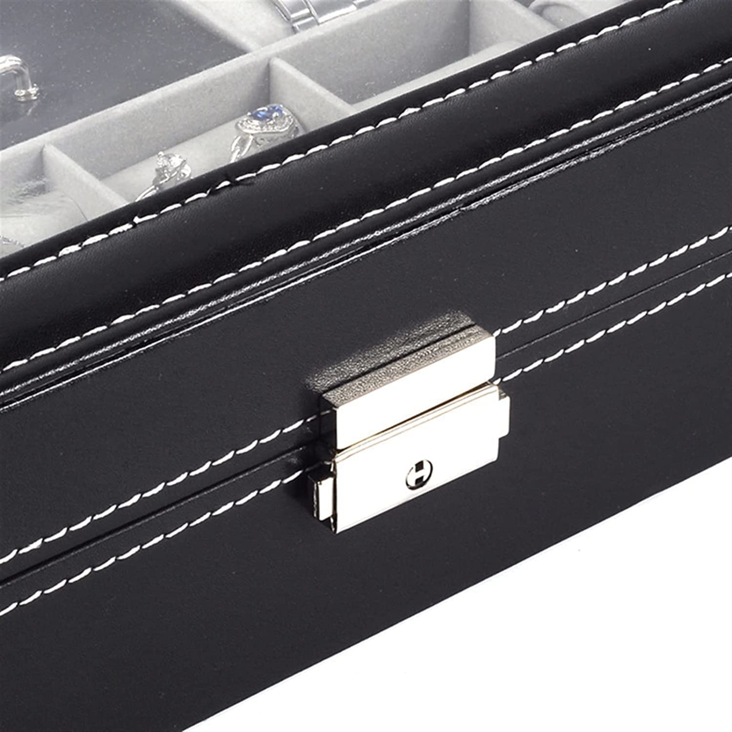 Caja De Reloj Caja de reloj con 8 ranuras, caja de joyería para anillo de hombre, caja de exhibición de reloj, caja de almacenamiento, organizador de almacenamiento de reloj Estuche Para Relojes ( Col