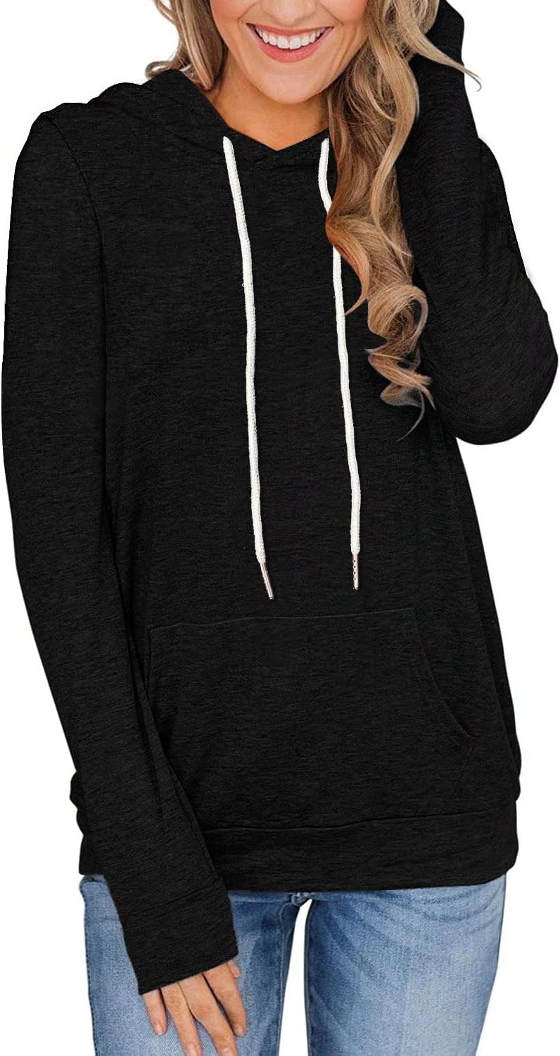 Women's Long Sleeve Hoodies Tops Lightweight Hooded Sweatshirts Pullover Casual Tunic Shirts with Pocket - Image 2
