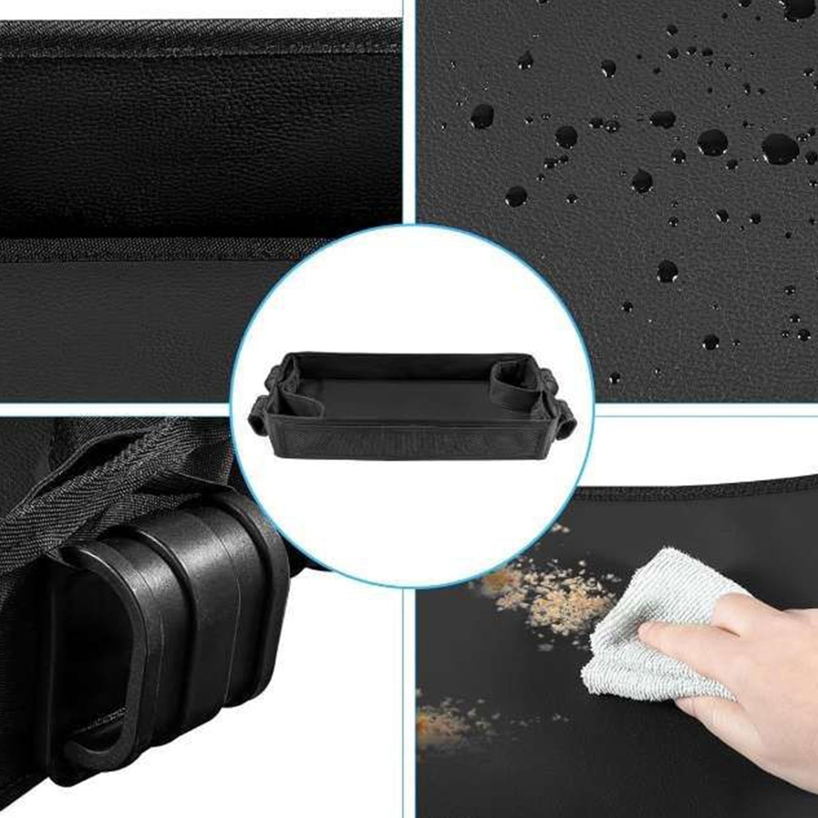Snacktablett für Kinderwagen | Zubehör für Kinderwagen | Tablett für Kinderwagen | Kinderwagentablett mit Getränkehalter, Seite aus wasserdichtem Kunstleder, ideal für