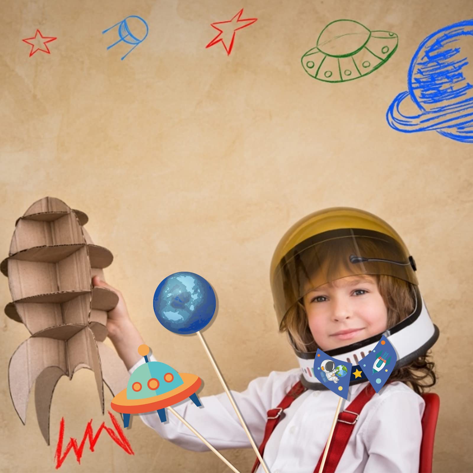 25 Stück Planetendekorationsrequisiten, lustige Foto-Requisiten, Weltraumthema, geeignet für Abschlussfeier, Geburtstag und alle Anlässe