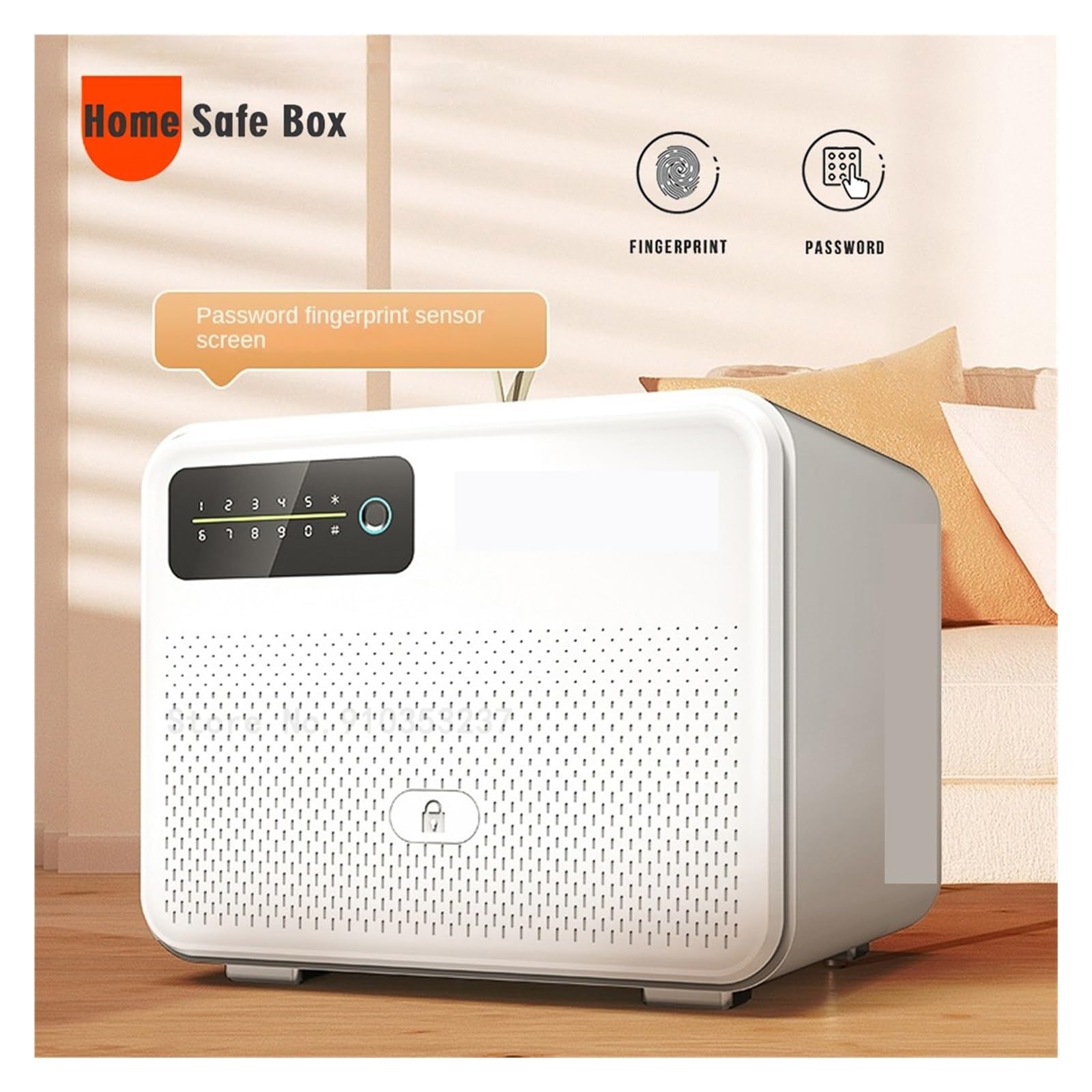 Coffre-fort Numérique À Empreintes Digitales, Coffre-fort Avec Mot De Passe Antivol, Bijoux De Bureau Invisibles Avec Serrure, Armoire D'alarme(Zwart)