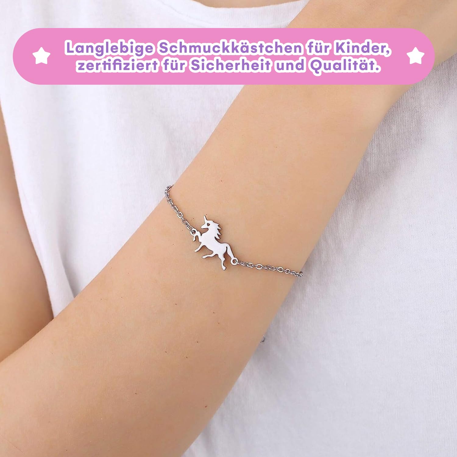 Jewelkeeper Unicorn Jewelry Box - Little Girls Jewelry Set - 3 Storage Compartments - Gift for Unicorn Themed Collectors - Music Box for Girls - The Beautiful Dreamer Tune - 7 x 4.5 x 6 inches - Image 6