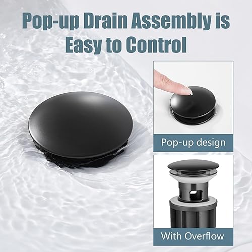 Miniatura 8 de Aolemi Grifo mezclador de lavabo de baño de 8 pulgadas con 3 agujeros, montaje en cubierta, con montaje de drenaje emergente, mango de doble palanca