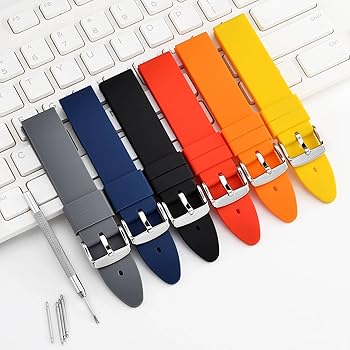 Passanti Cinturino Orologio Cinturini In Silicone Ayadoo Per Orologi - Sgancio Rapido, Fibbia In Acciaio Inox - 20/22/24mm Cinturino 20mm