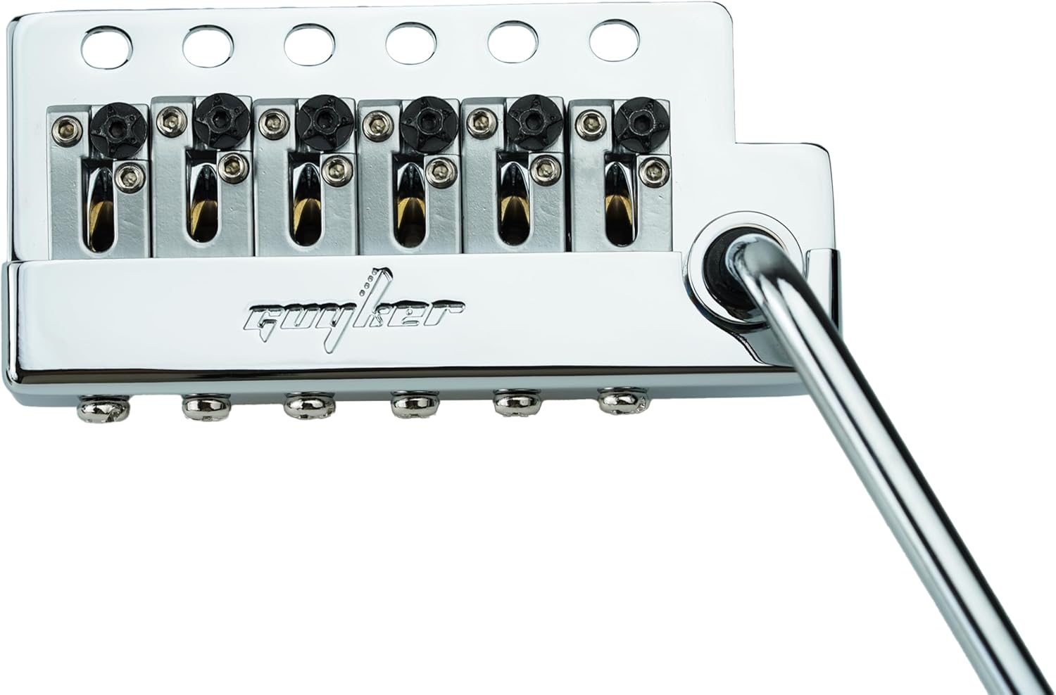 Guyker Guitar Tremolo Bridge with Stainless Steel Saddle String Space 10.8mm & Brass Block, Pop-In Vibrato Bar, Complete Install Kit for 6 String Electric Guitar(GG1009A-S, Chrome)