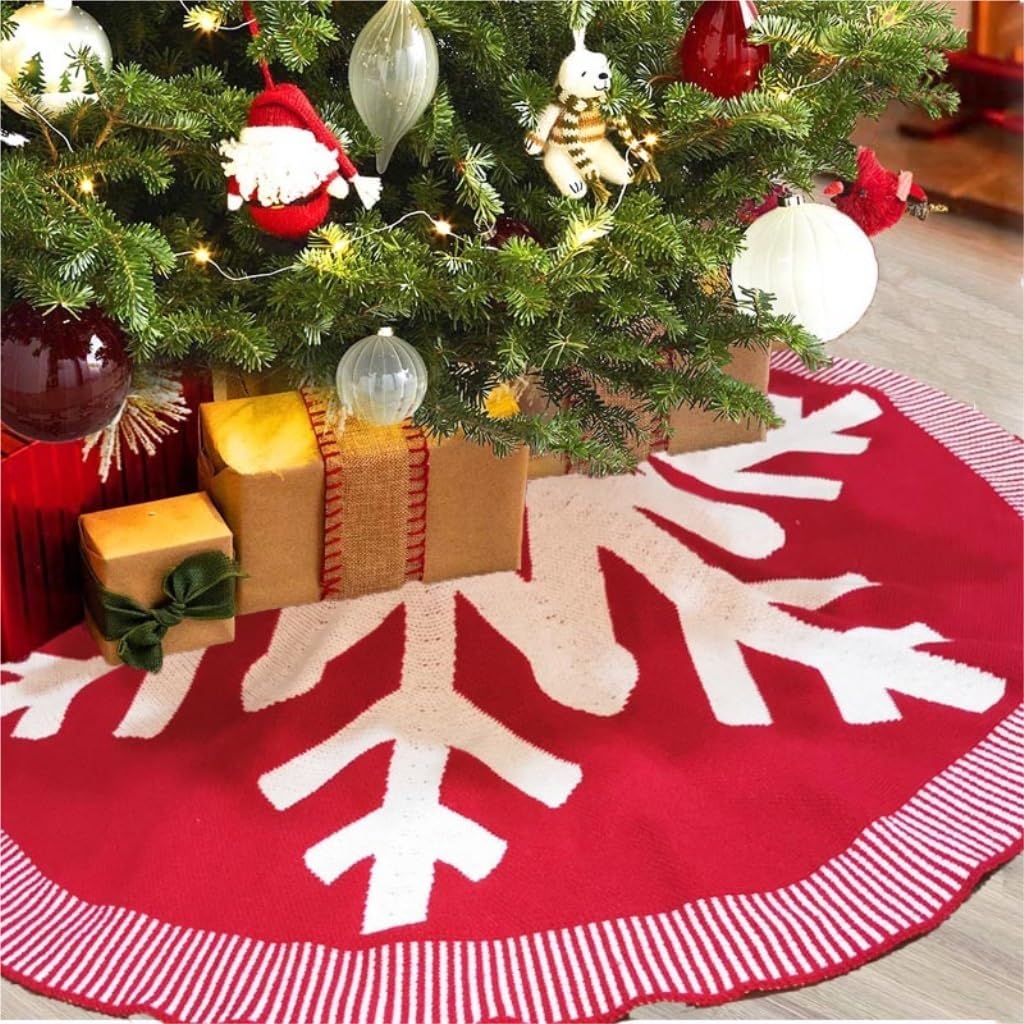 Tree Skirt Christmas Christmas Tree Skirt Christmas Knitted Wool Apron Acrylic Knitted Snowflake Christmas Tree Skirt Decoration Christmas Skirt Tree