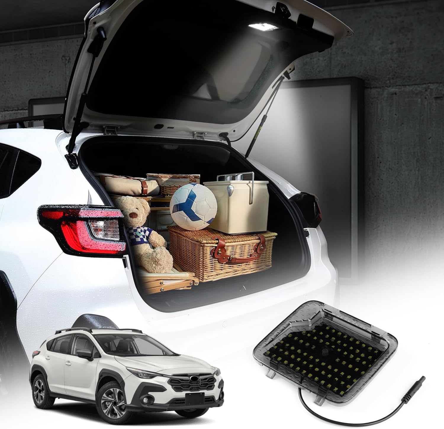 KUNGKIC for 2023 2024 2025 Subaru Crosstrek LED Trunk Lights Luggage Trunk Top Lamp Tailgate Lights White Interior Accessories