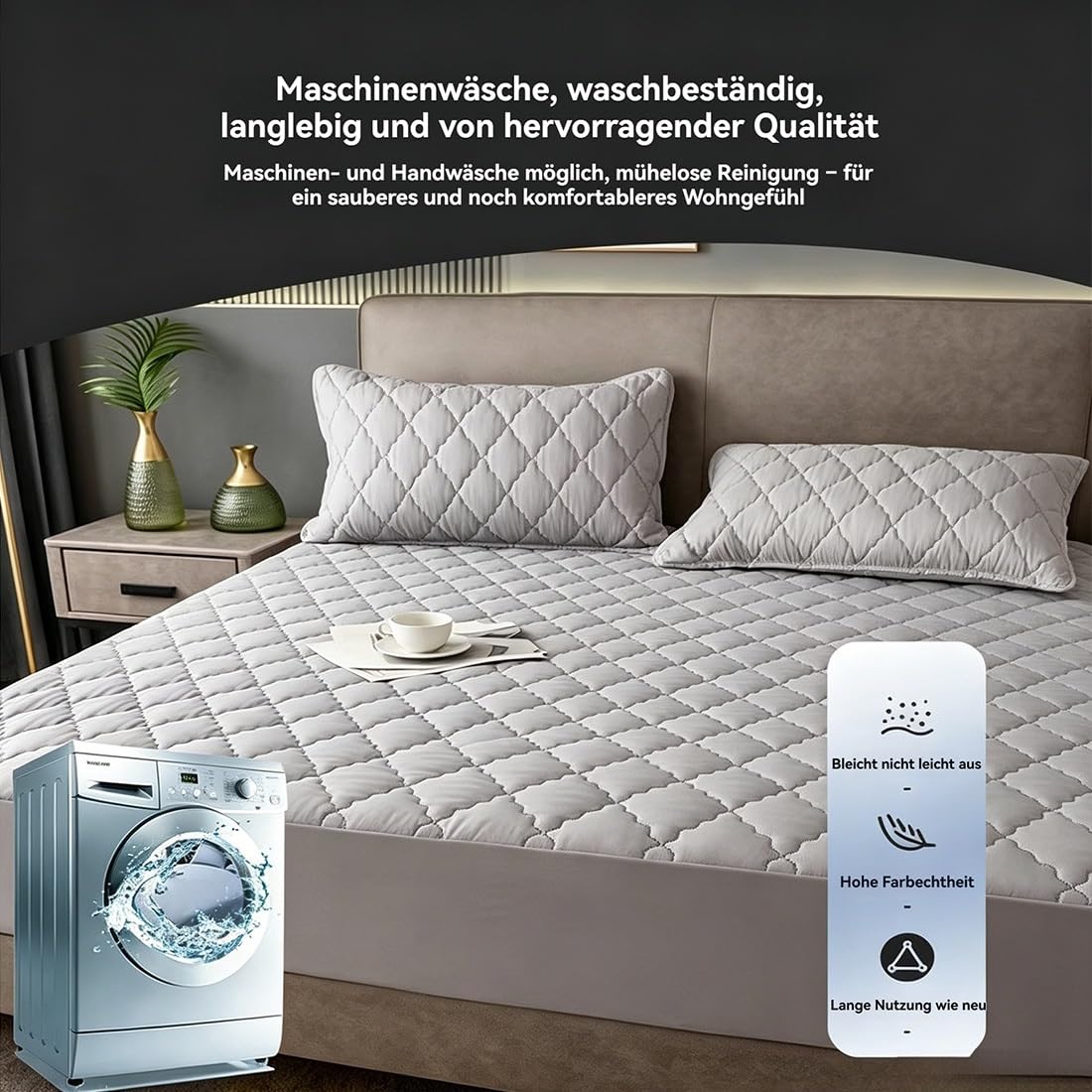 wasserdichte Stepp-Matratzenauflage, Weicher Mikrofaser-Matratzenbezug, Strapazierfähiges Gewebe, Ultimative Flauschigkeit und Weichheit für Sofortigen, Mühelosen Schlafkomfort(14,180 * 220)