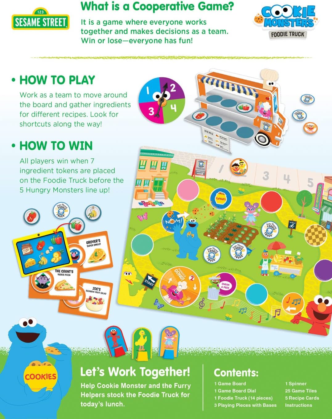 Masterpieces Sesame Street - Cookie Monster Cooperative Game - Fun Family Entertainment for Kids and Adults - Educational, Engaging, and Perfect for Game Night, Classroom Activities, Interactive