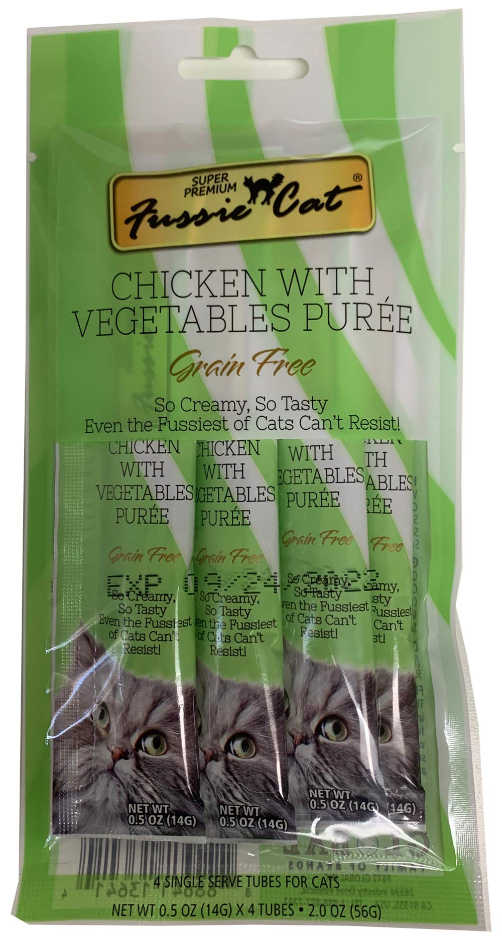 Fussie Cat Chicken with Vegetables Purée 14 Gram Sachets, Pack of Four, 2 Ounces Total