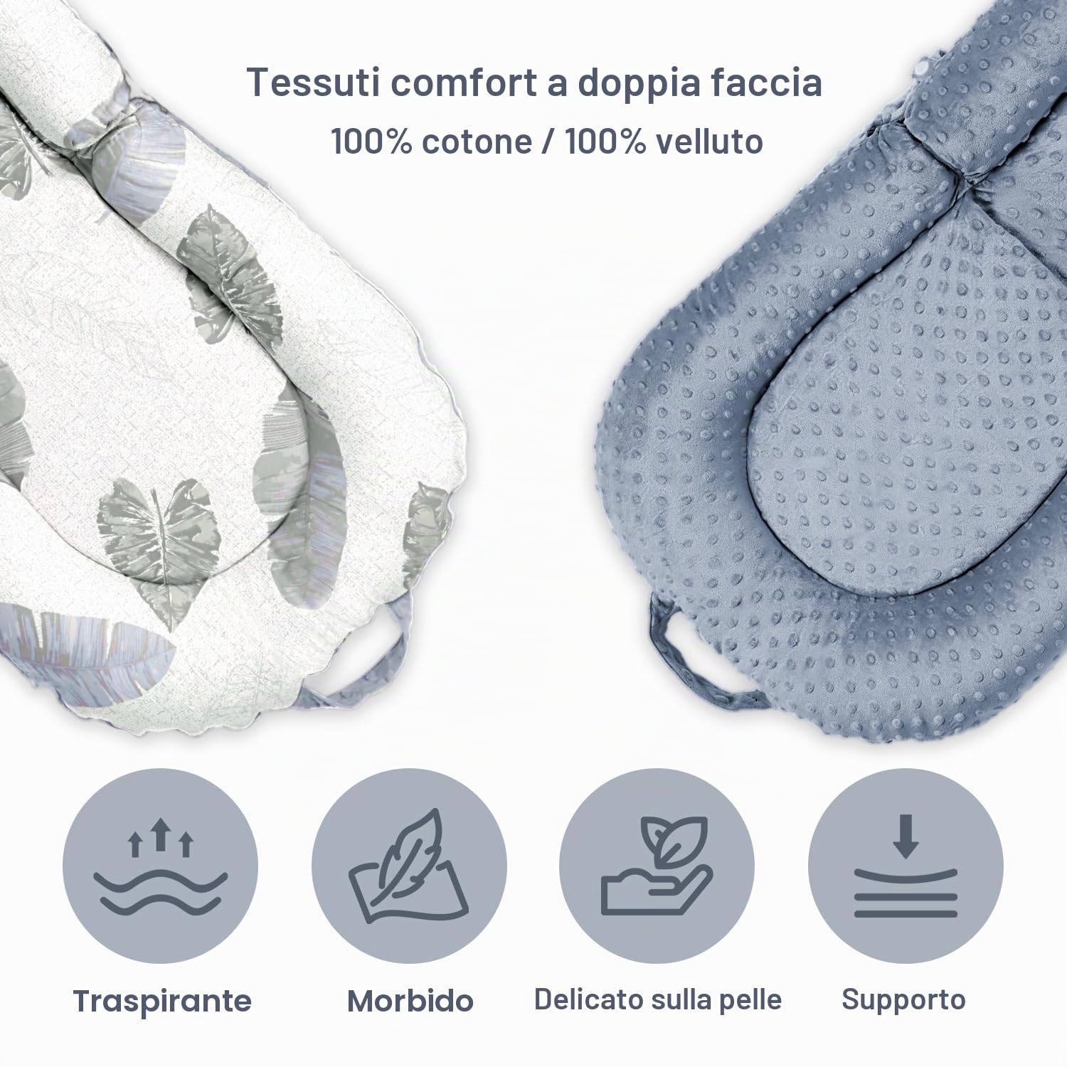 3 in 1 Baby Lounger, marsupio portatile per neonati, 0 – 24 mesi, cuscino pieghevole e supporto per seggiolino per bambini, fodera rimovibile in 100% cotone e velluto, double face, ideale