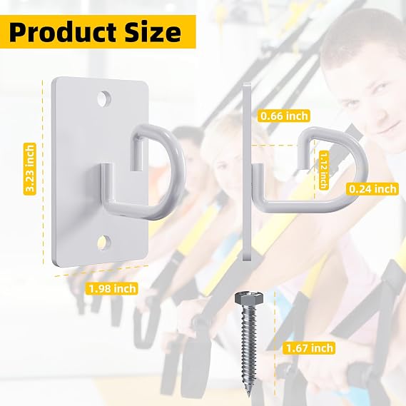 Wall Anchors for Resistance Bands, Wall Mount Resistance Bands Anchors System, Workout Bands Anchor for Exercise Bands, Space-Saving Home Gym Hooks for Free Exercise -3 Pcs
