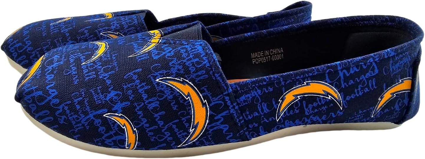 FOCO Womens NFL Canvas Script Print Slip On Shoes