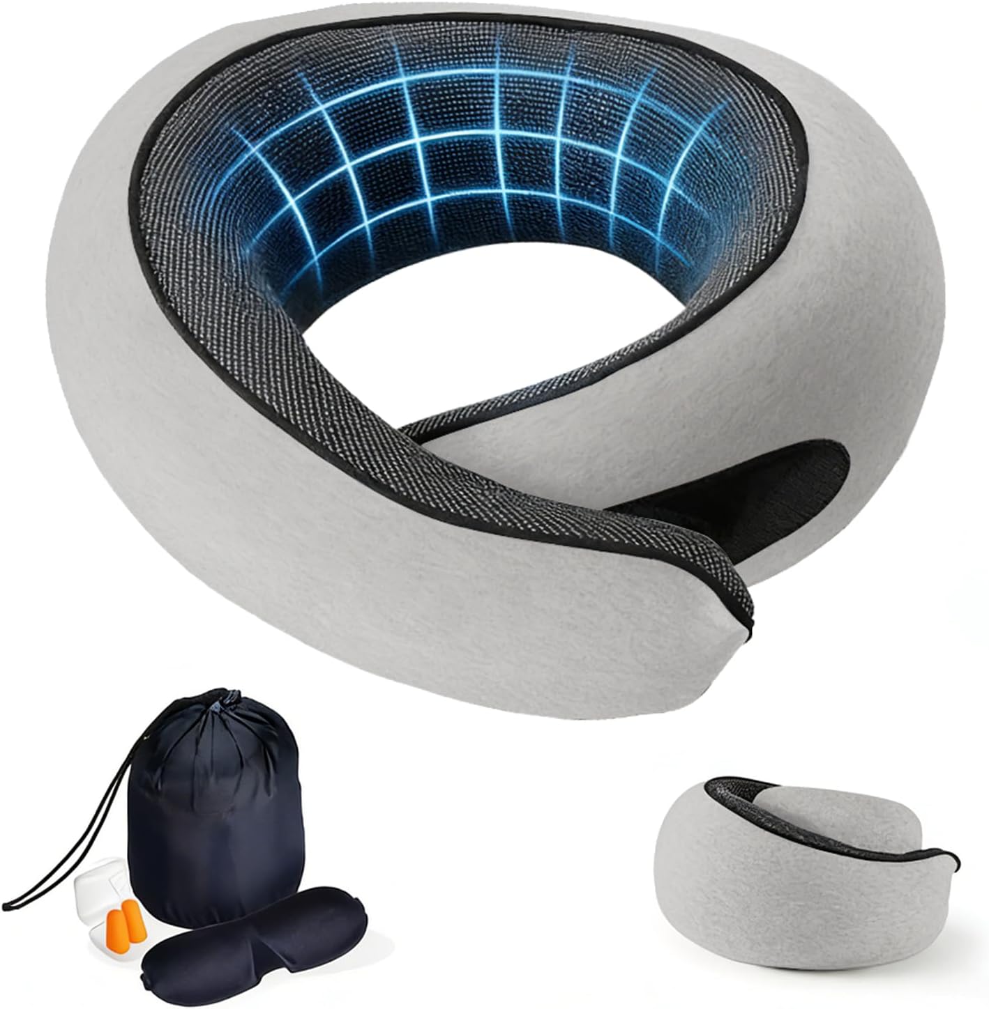 Travel Neck Pillow- 360° Ergonomic Memory Foam Travel Neck