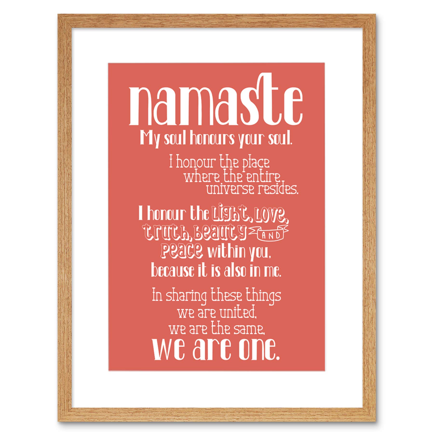 Wee Blue Coo Quote Typograph Text Namaste Pink Board Definition Framed Wall Art Print