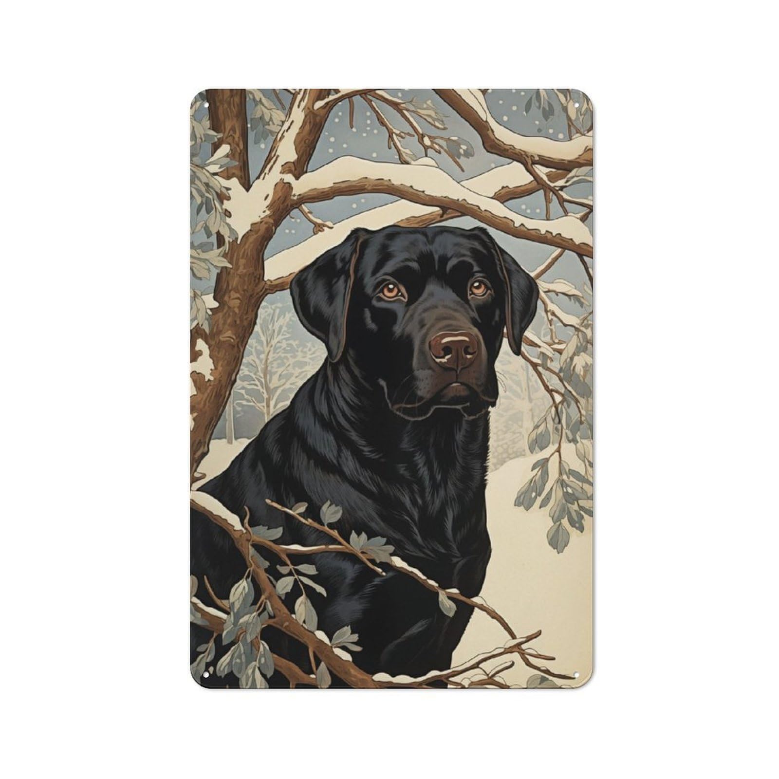 Junmoney Vintage Black Labrador Tin Sign 30X20cm For Garage Wall, Retro-Style Wall Decor, For Vintage Wall Decor Fans, For Metal Sign Collectors