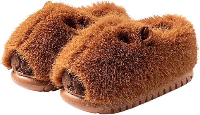 Plush animal-shaped slippers with thick, non-slip soles, suitable for indoor and outdoor use. Soft insoles provide extra comfort and relaxation for your feet.
