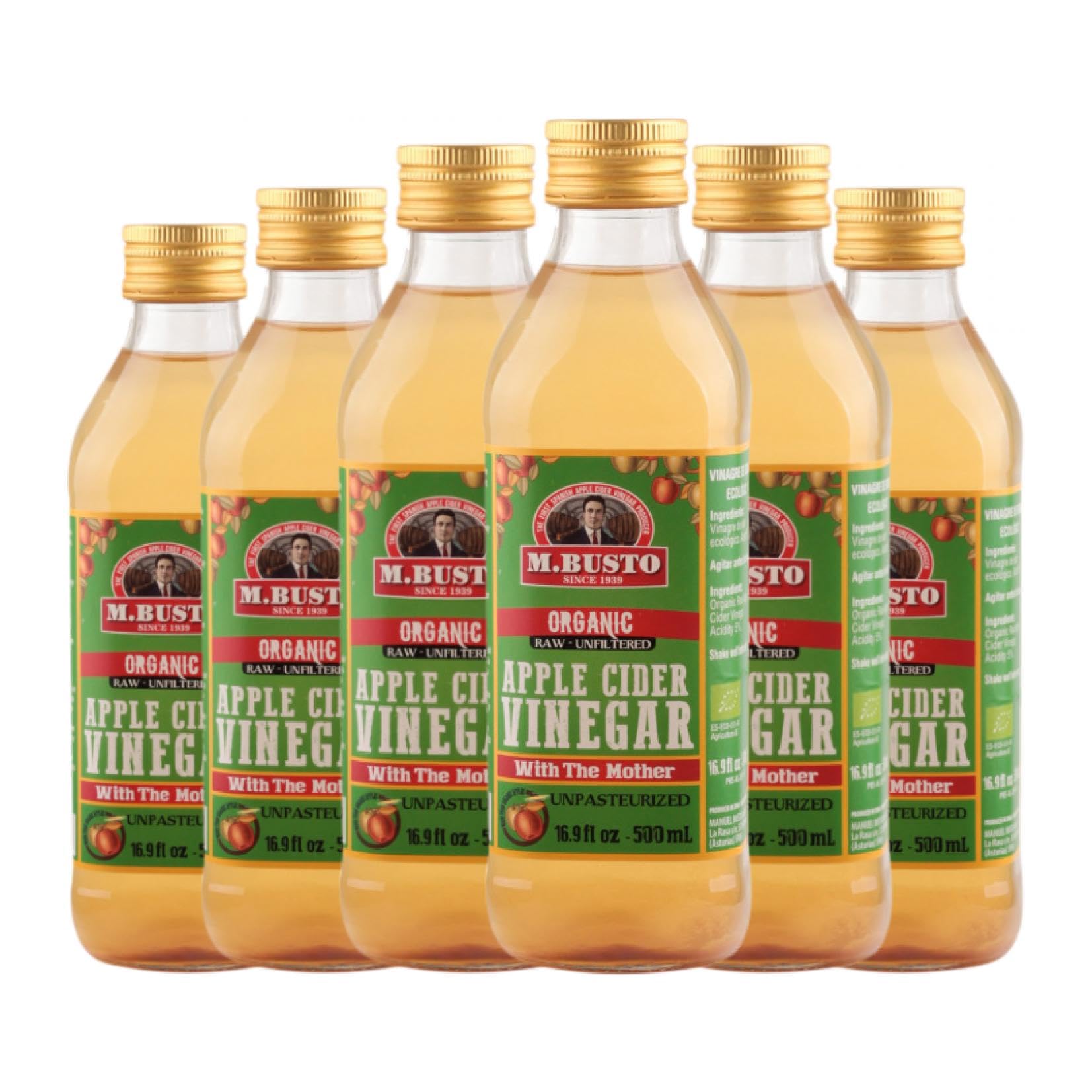 Vinagre M Busto. Orgánico de Manzana de Sidra Mayador. Appel Cider Botella Medium 50 cl (Caja de 6 Botella Medium de 50 cl)