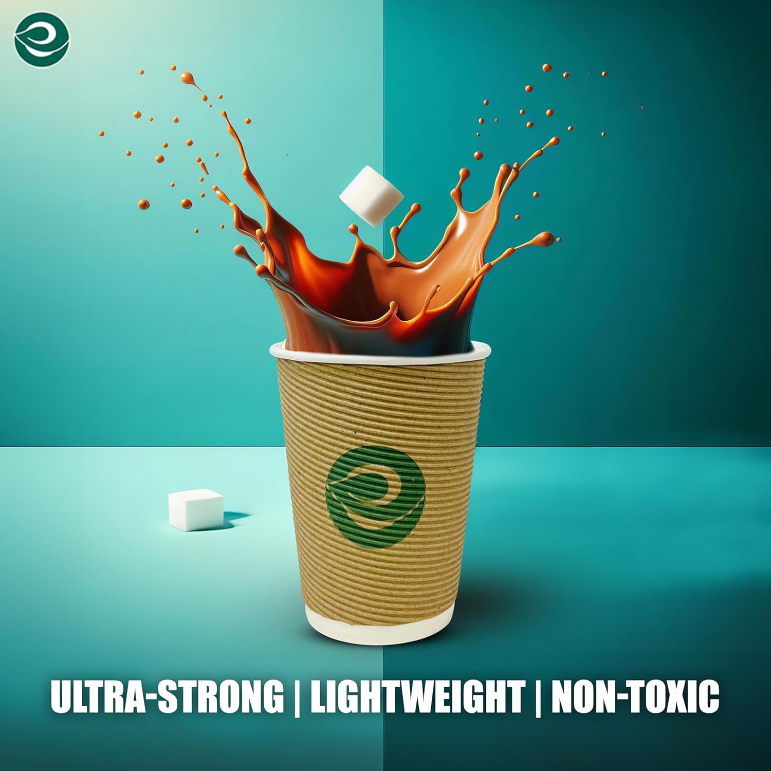 ECO SOUL 12oz Compostable Ripple Cups (100 Pack) – Biodegradable Paper Cups, Non-Toxic Disposable Cups for Hot Drinks, To-Go Coffee Cups, Eco-Friendly & Ripple Paper Cups - Image 2